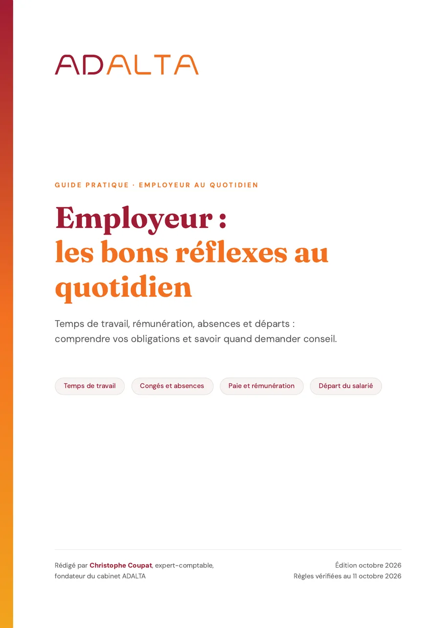 Couverture du guide ADALTA : employeur, les bons réflexes au quotidien