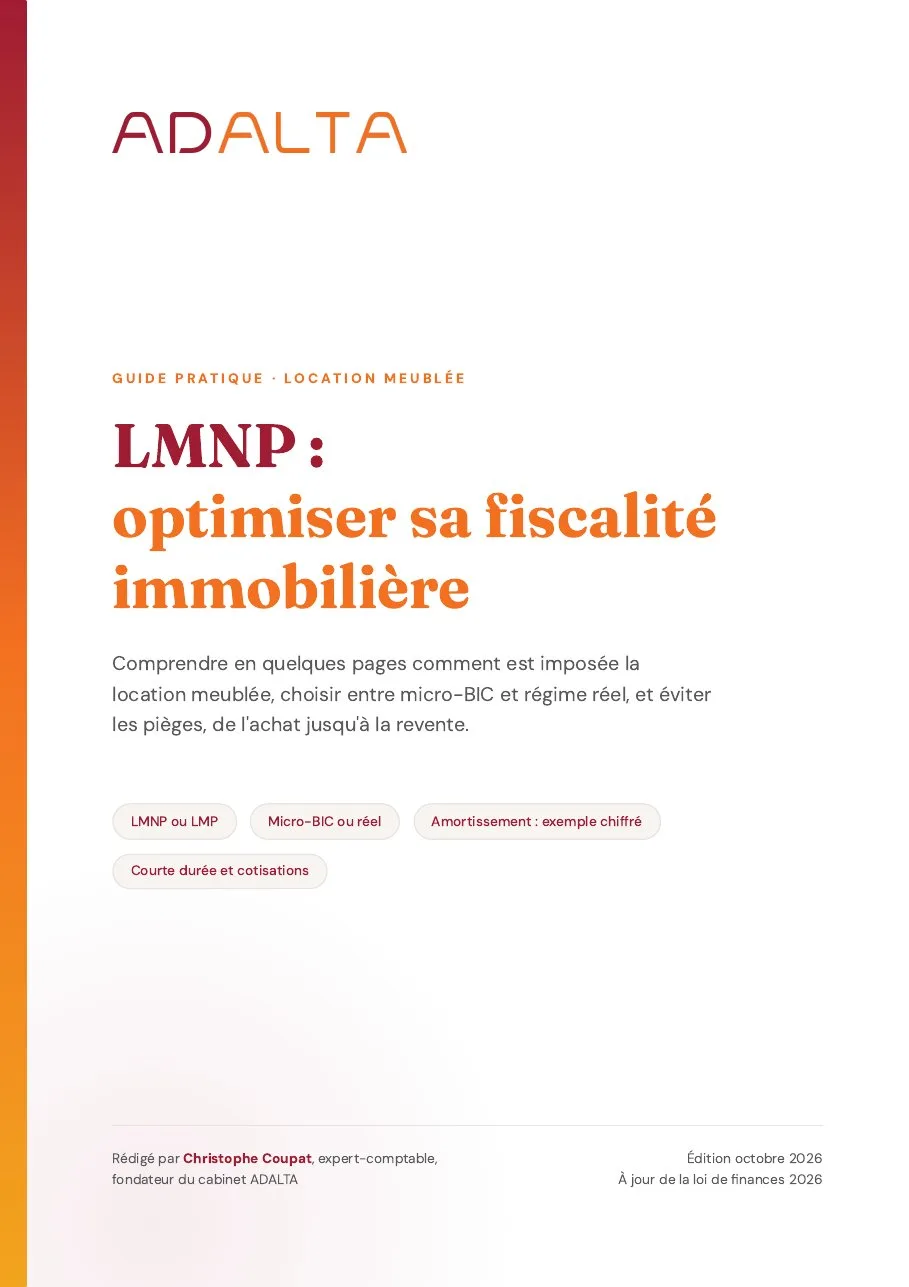 Couverture du guide LMNP ADALTA : optimiser sa fiscalité immobilière en location meublée
