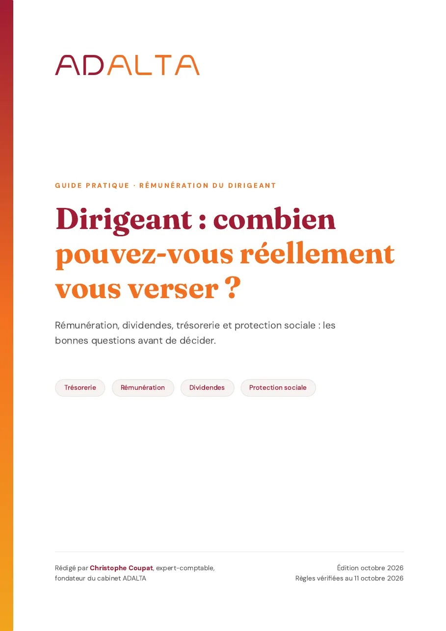 Couverture du guide ADALTA : dirigeant, combien pouvez-vous réellement vous verser ?